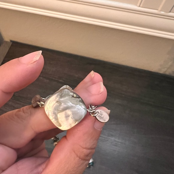 LIA SOPHIA Silver Mother of Pearl Beaded Long Layered Necklace 44" - Picture 6 of 6